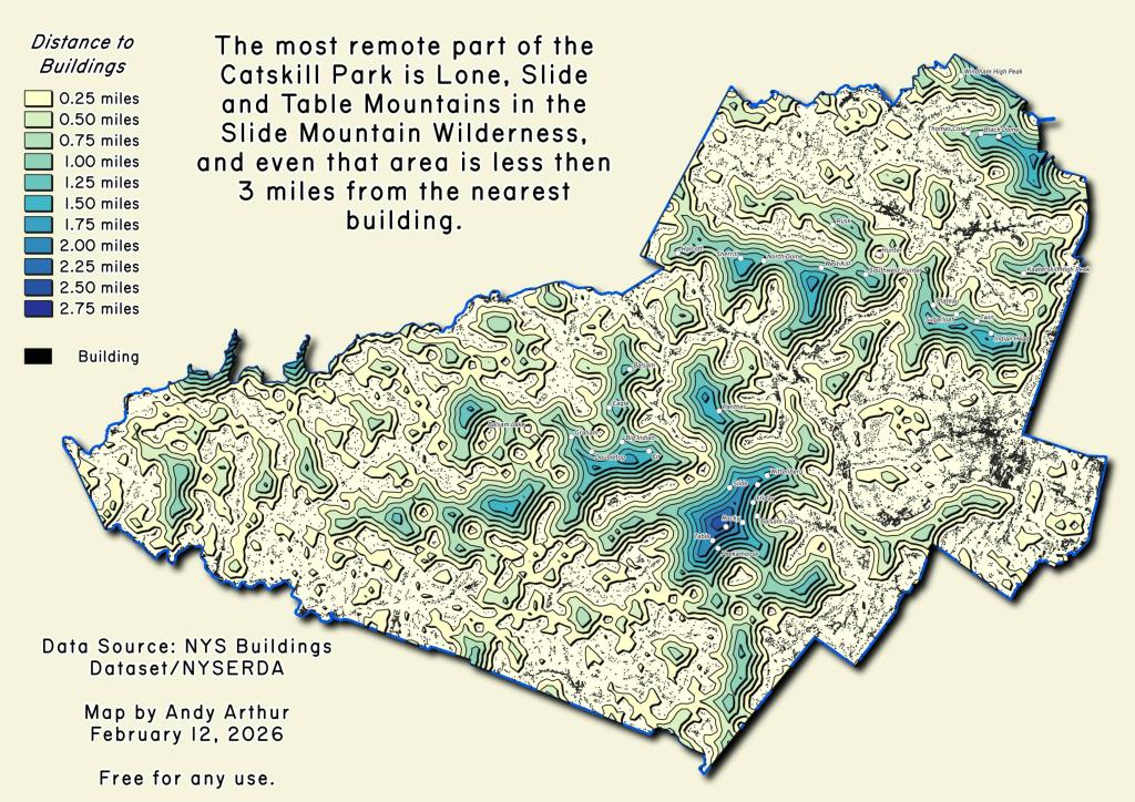 Distance to Buildings in the Catskill Park