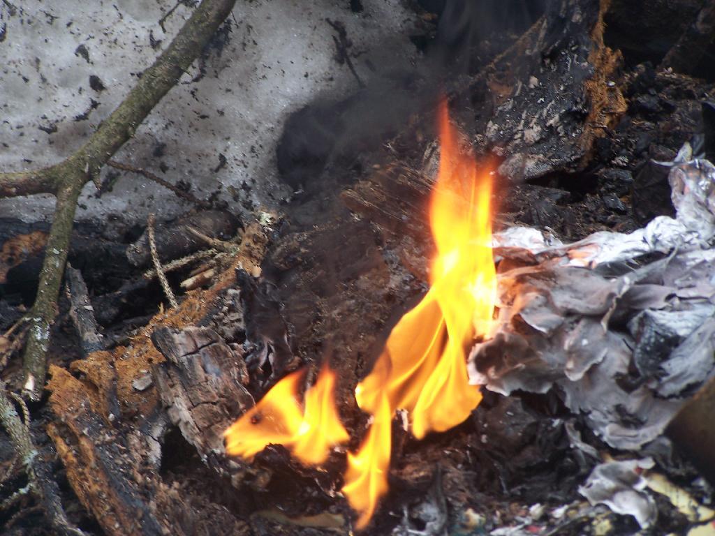 Burning Piece of Polysytrene Plastic