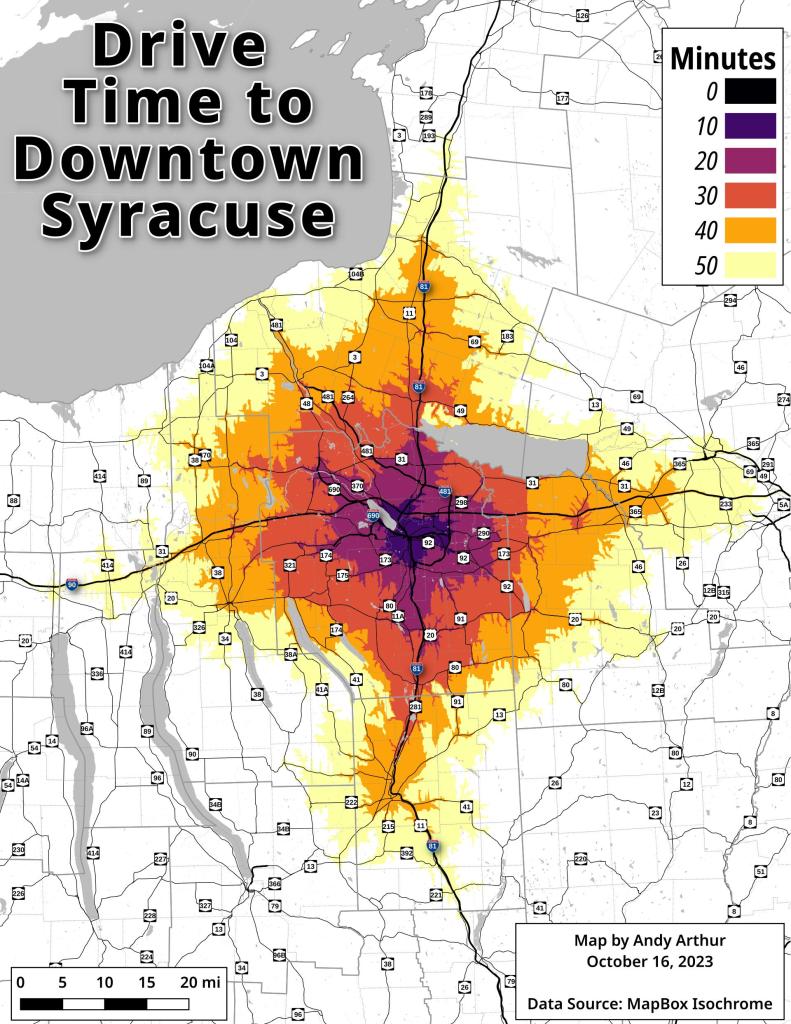 Drive Time to Downtown Syracuse
