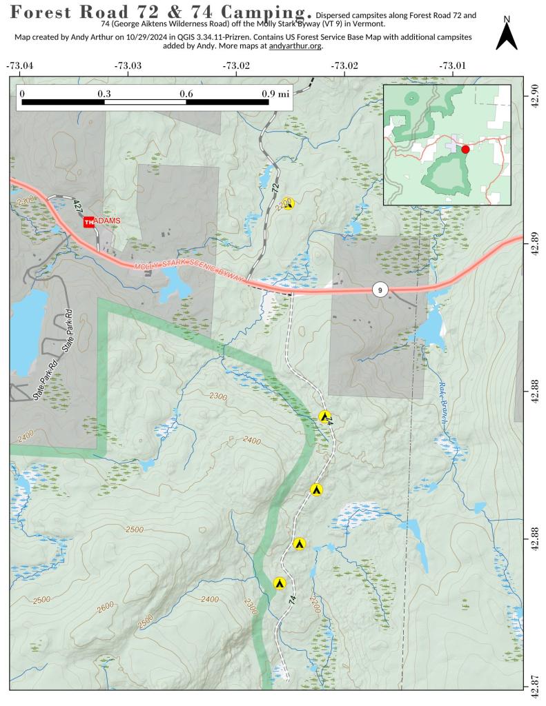 Green Mnt NF Forest Road 74 Camping