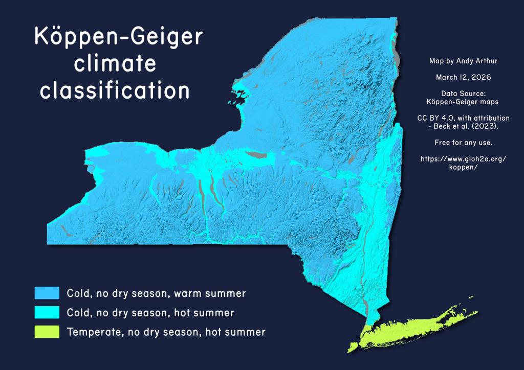 Köppen-Geiger Map of New York State