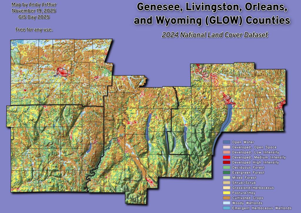 Genesee, Livingston, Orleans, and Wyoming (GLOW) Counties - National Land Cover Dataset 2024