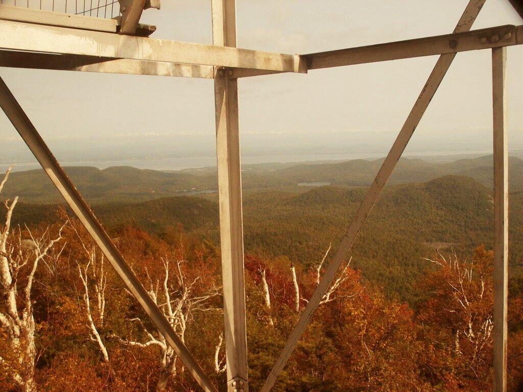 Photo: Through the Pok-O-Moonshine Fire Tower Photo: Through the Pok-O-Moonshine Fire Tower