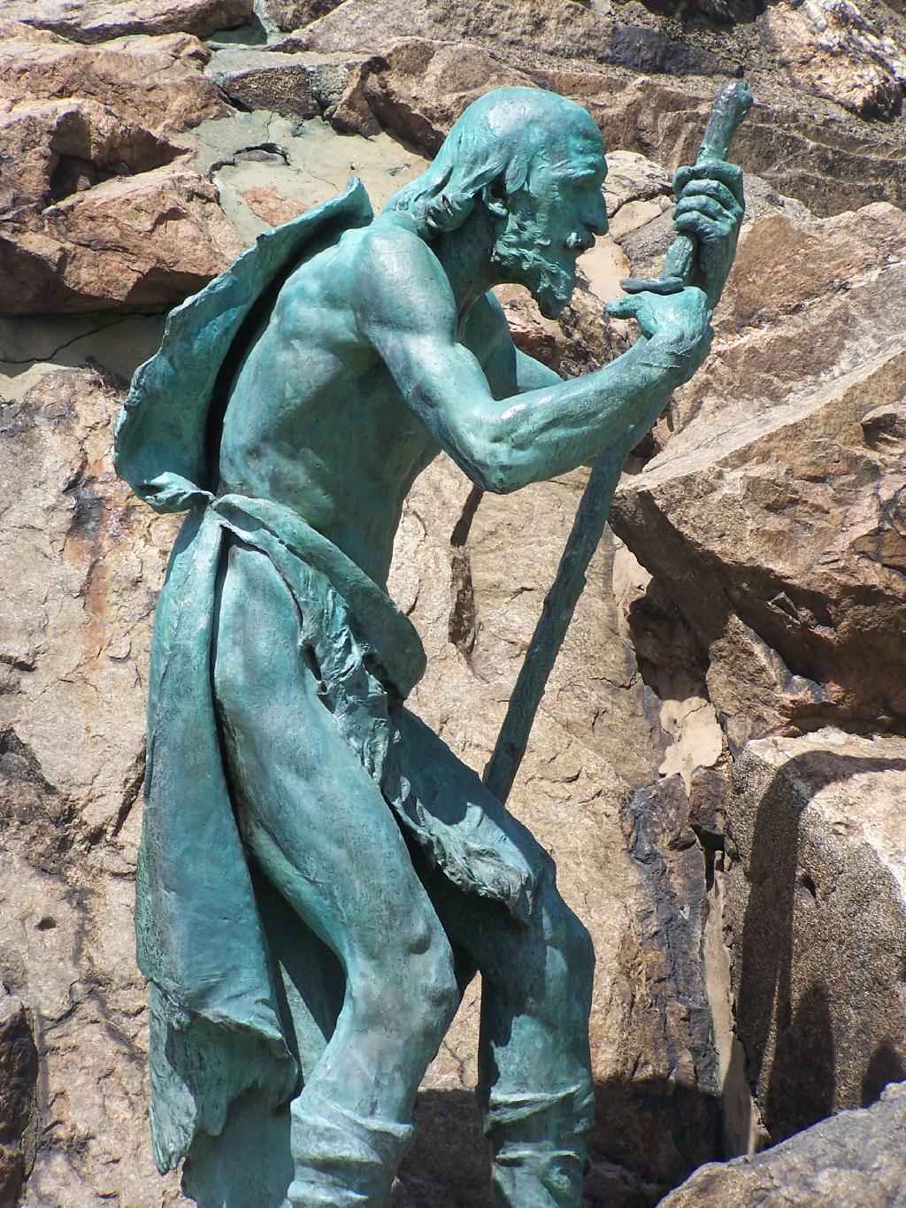 Photo: Man at Moses Statue Photo: Man at Moses Statue