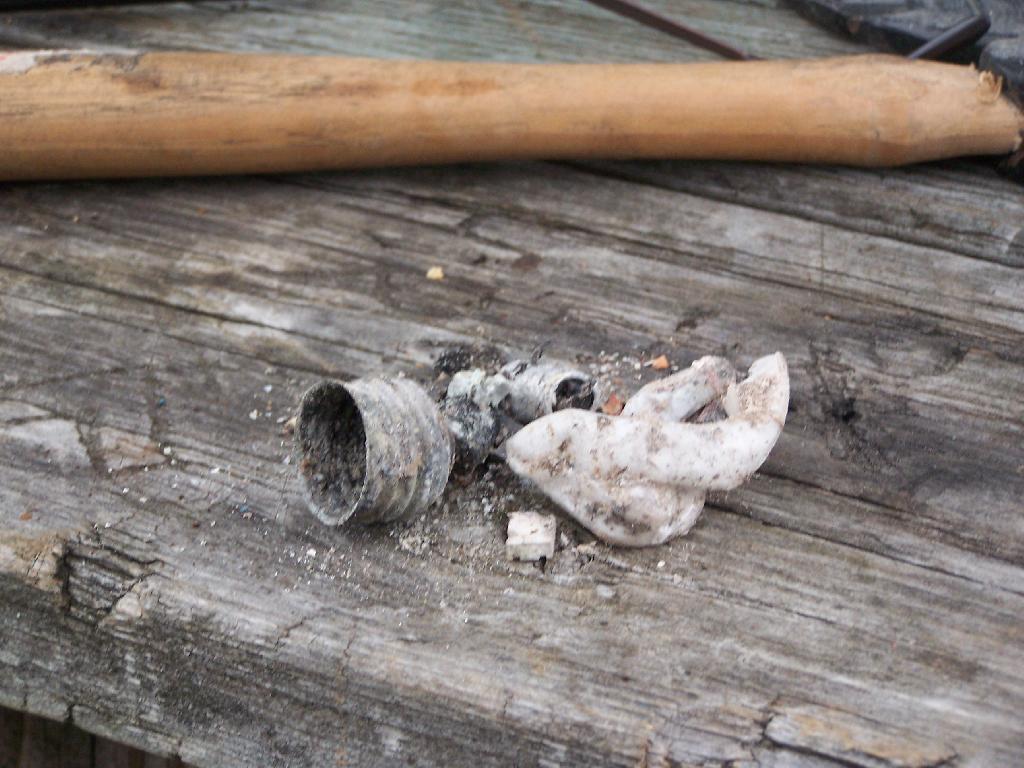 Photo: Remains of the Compact Florescent Bulb