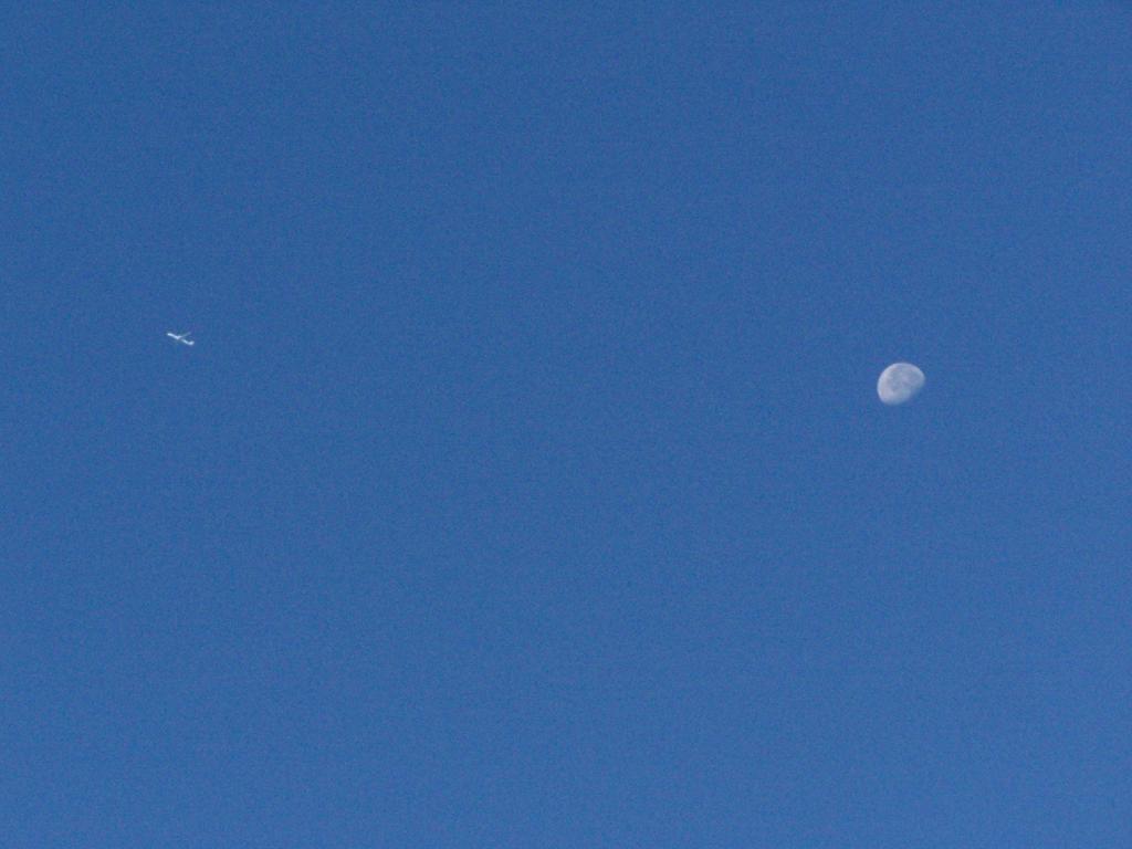 Photo: Plane Passes the Moon Photo: Plane Passes the Moon
