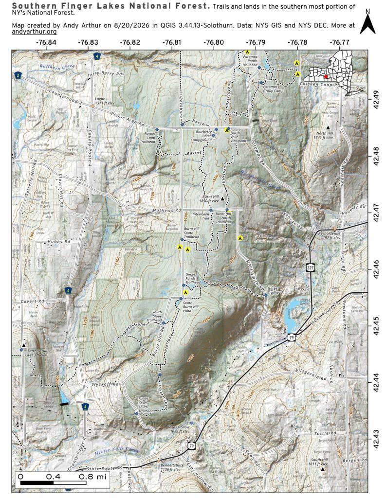 Map: Southern Finger Lakes National Forest