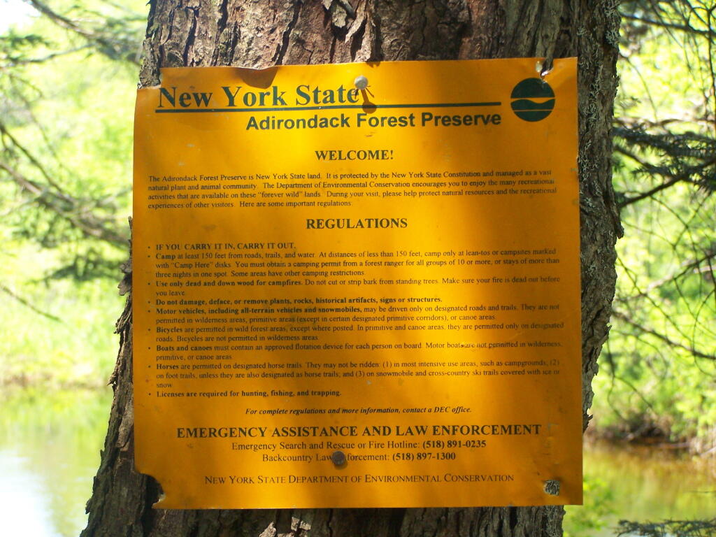 Photo: DEC Regulations Sign Photo: DEC Regulations Sign
