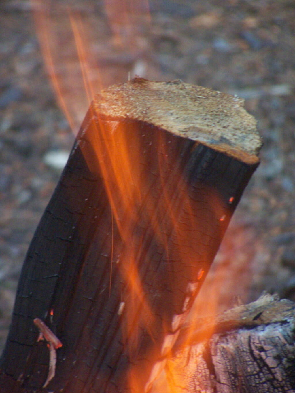 Photo: Flames Char the Wood Photo: Flames Char the Wood