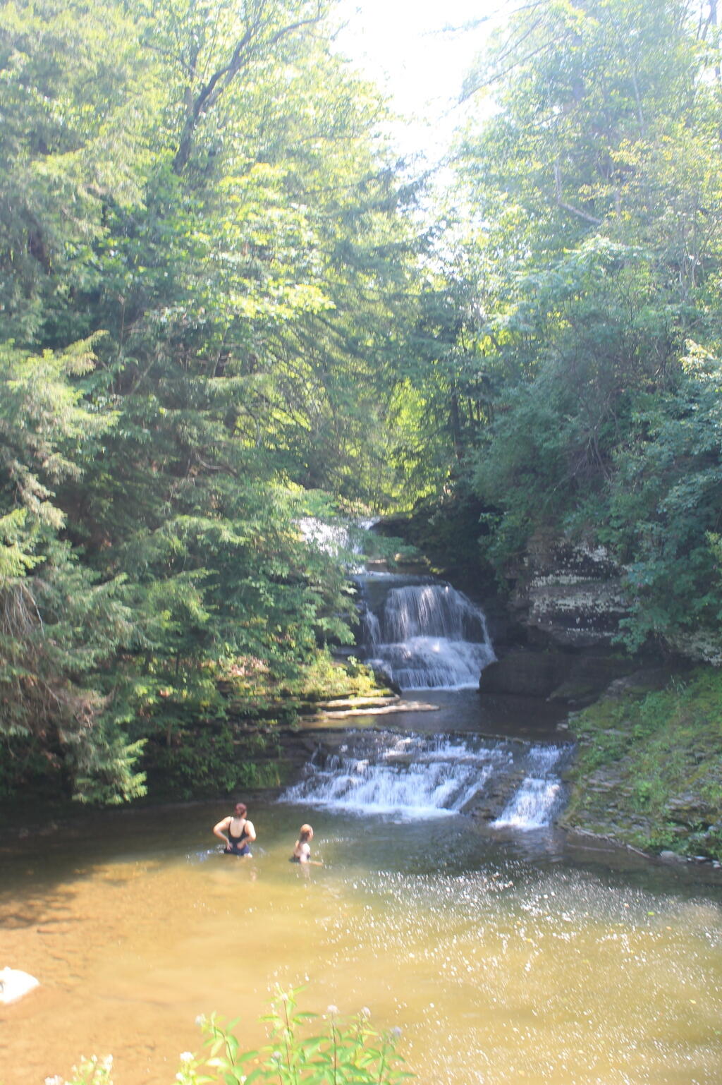 Photo: People Swimming in Upper Falls Near Gristmill Photo: People Swimming in Upper Falls Near Gristmill
