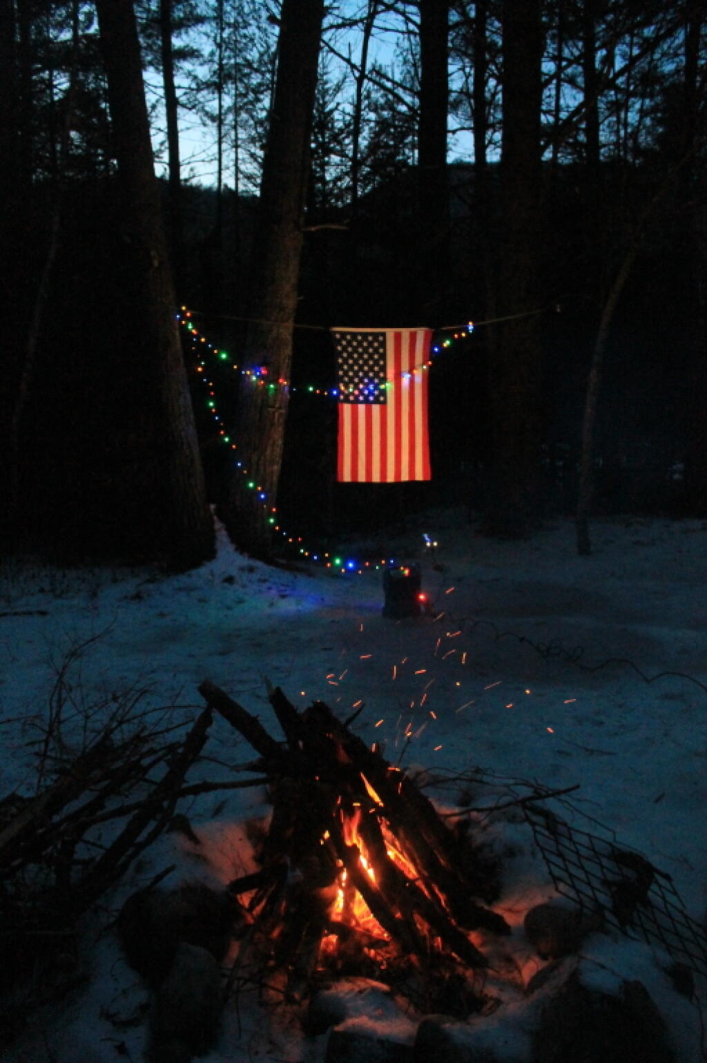 Photo: Campfire with Mountains in Background