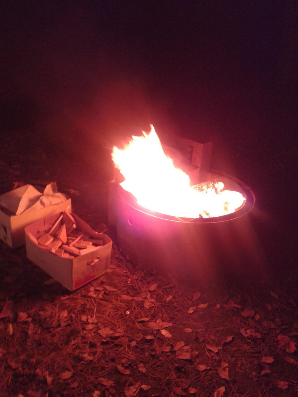 Photo: Scrap Wood and Paper Makes a Big Fire