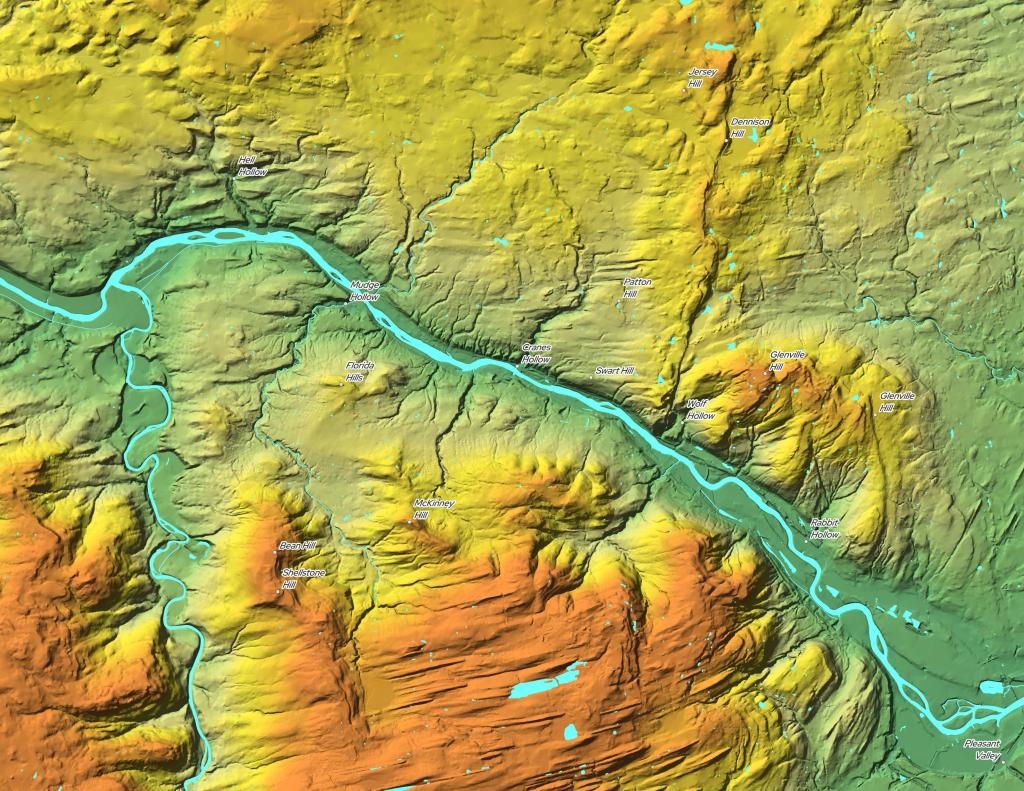 Terrain Map: Hills and Hollows from Fort Hunter to Scotia