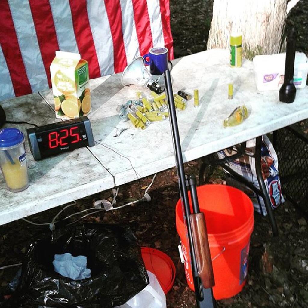 Photo: Orange juice goes well with shooting guns
