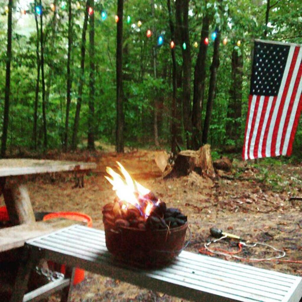 Photo: Prepping the Charcoal on this rainy evening