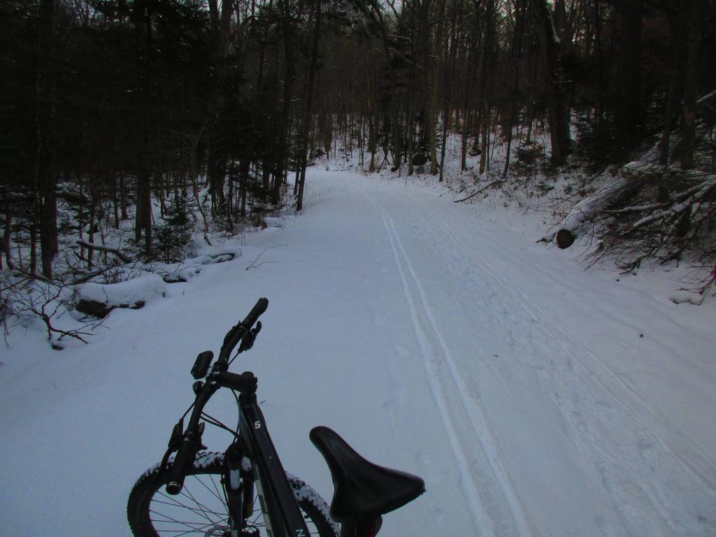 Photo: Riding back to Newcomb Lake in the Snow
