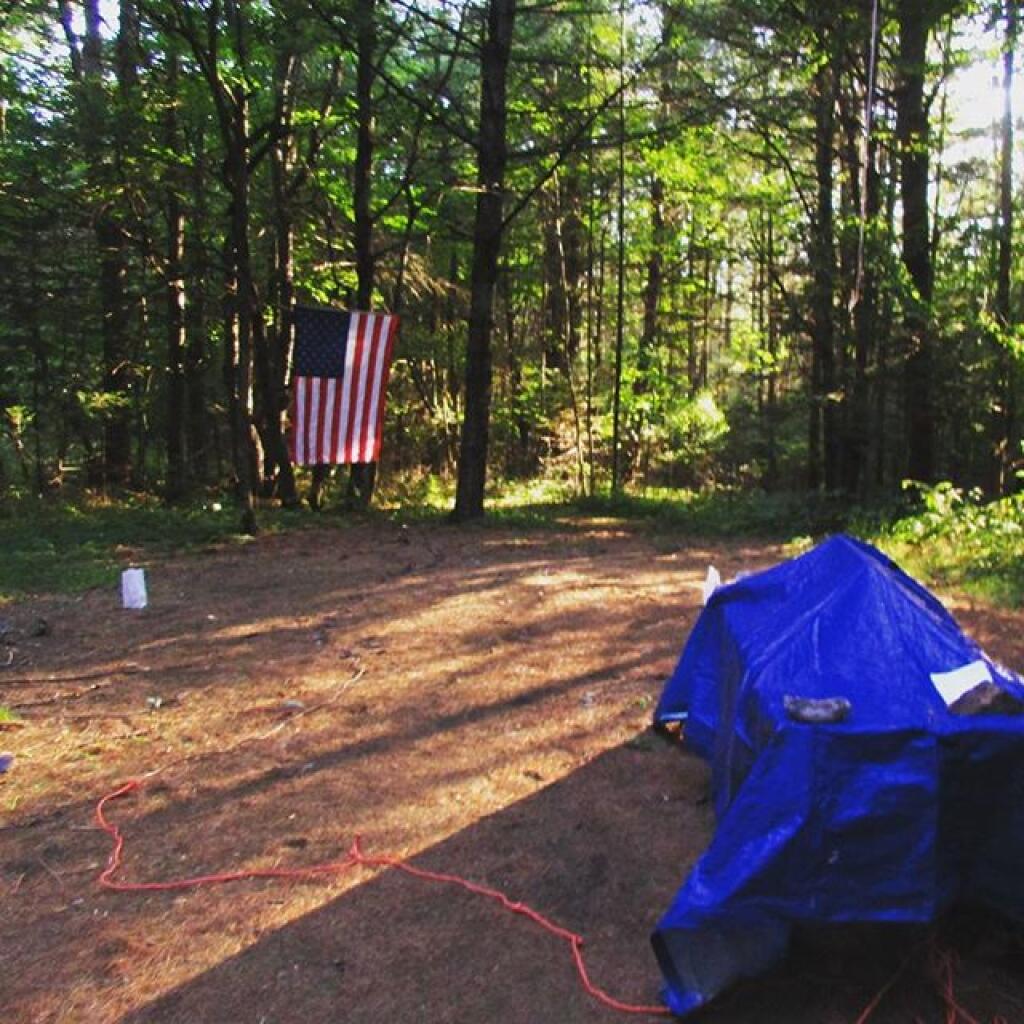 Photo: During the day, I covered the table with a tarp to keep it dry