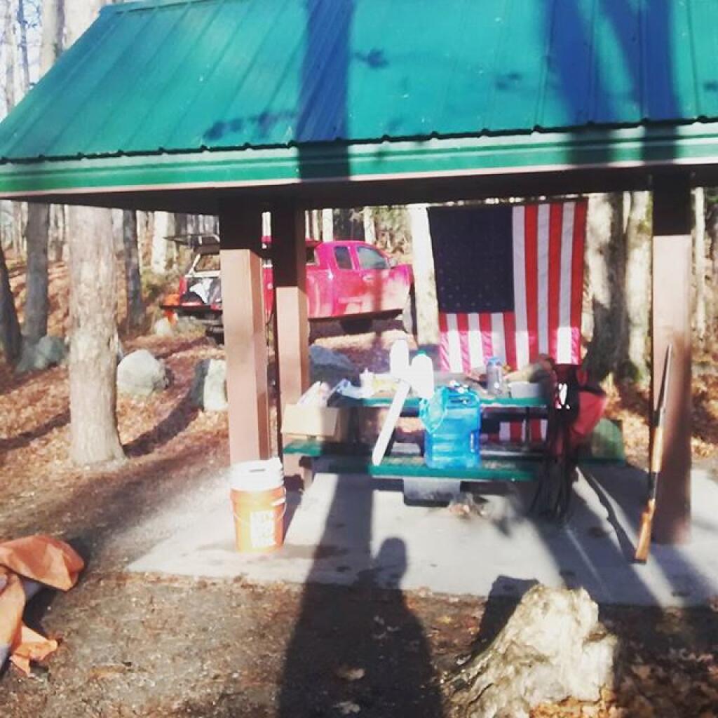 Photo: Taking down camp