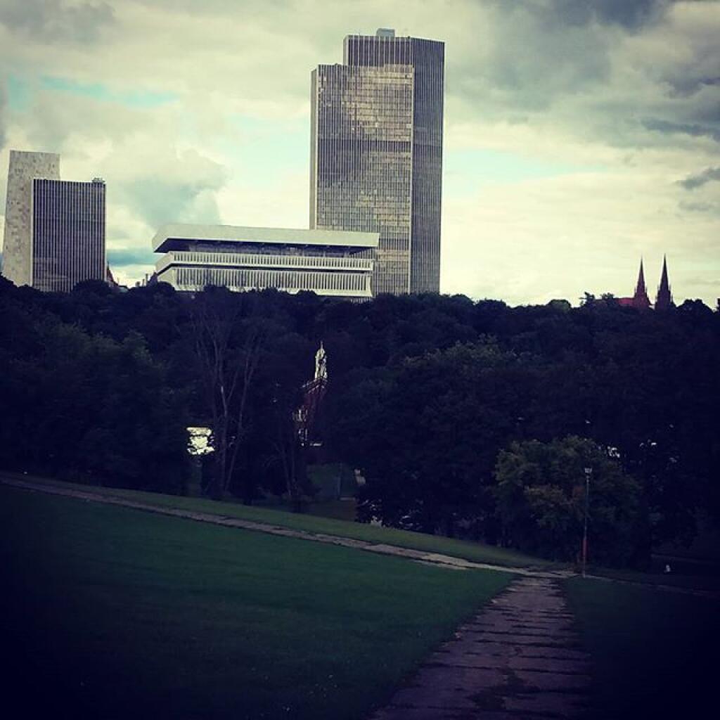 Photo: View of the Plaza from the banks of the Beaver Kill
