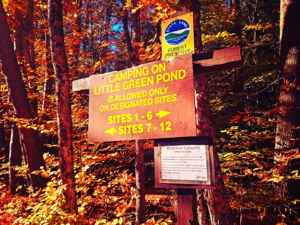 Photo: Little Green Pond Campsite Sign Photo: Little Green Pond Campsite Sign