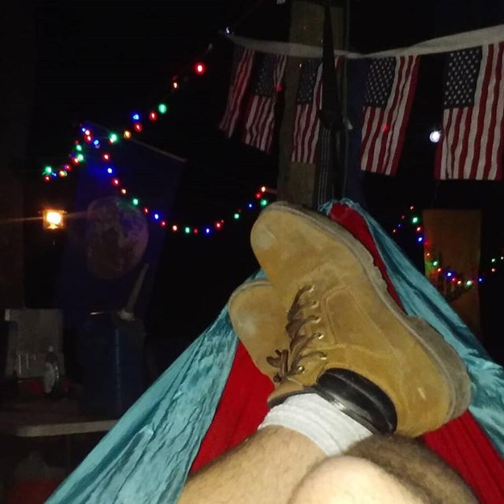 Photo: Laying back.... Decided against a fire tonight, too humid. Photo: Laying back.... Decided against a fire tonight, too humid.