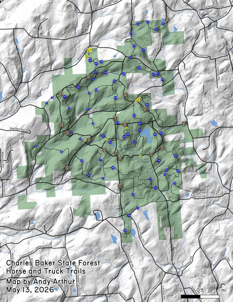 Map: Charles Baker State Forest Horse and Truck Trails