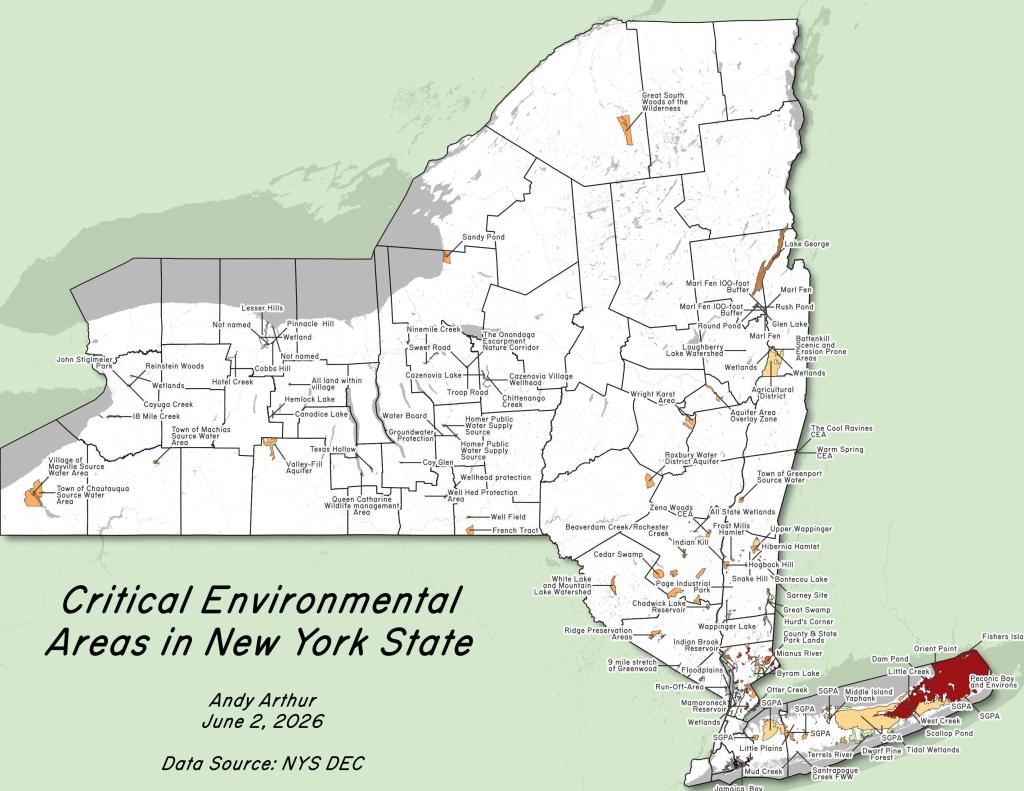 Thematic Map: Critical Environmental Areas in New York State Thematic Map: Critical Environmental Areas in New York State