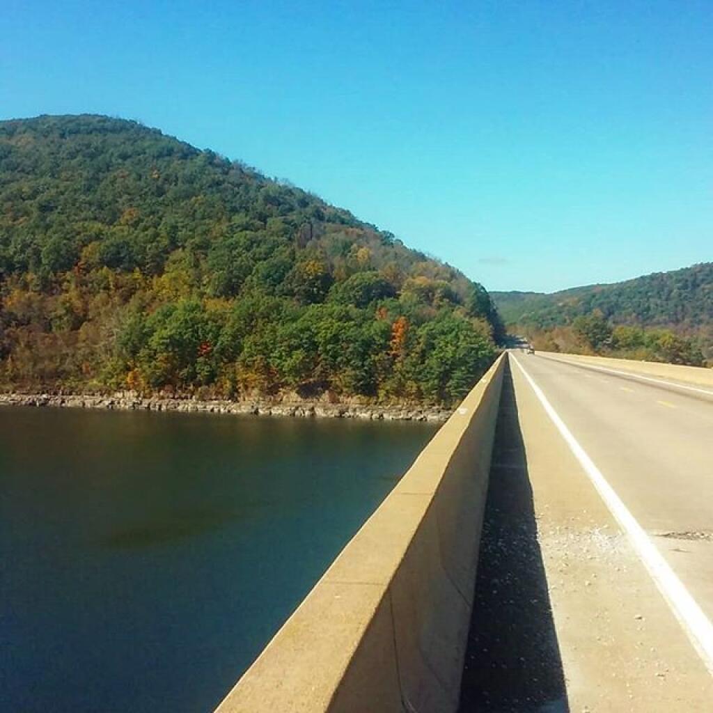 Photo: I hiked a ways out on the Cornplanter Bridge. But the 3 foot jersey barrier, 75 feet above the water and two foot shoulder with truck traffic made me turn around